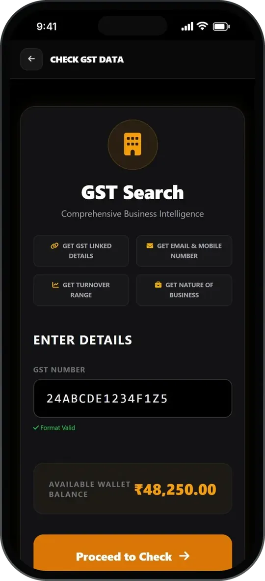 GST verification search in the TradeSure app